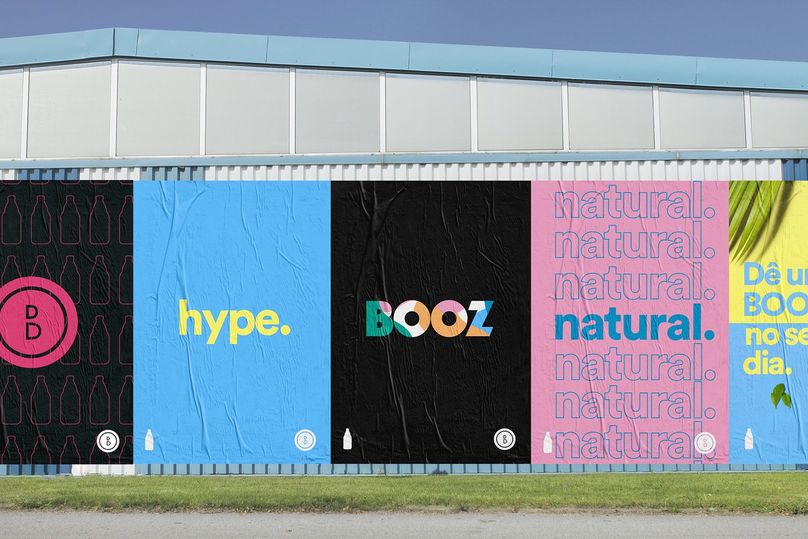 Girl running against blue and white building wall Girl running against blue and white building wall